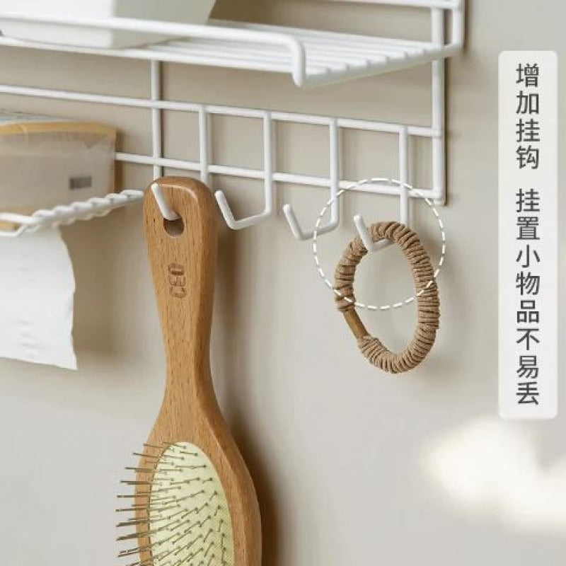 Wall-Mounted Kitchen Storage Shelf with Hooks & Soap Dish Organizer view 4 - Nexusmart Pakistan