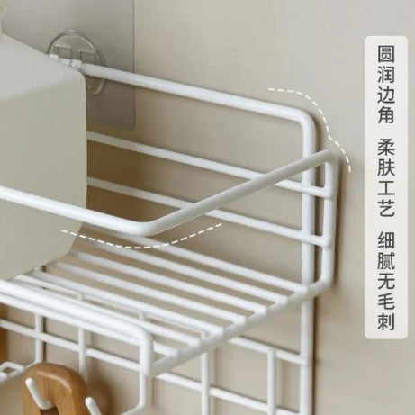 Wall-Mounted Kitchen Storage Shelf with Hooks & Soap Dish Organizer view 5 - Nexusmart Pakistan