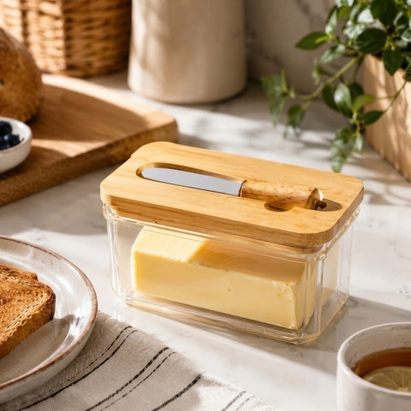 Butter Storage Container with Butter Knife – Covered Butter Dish