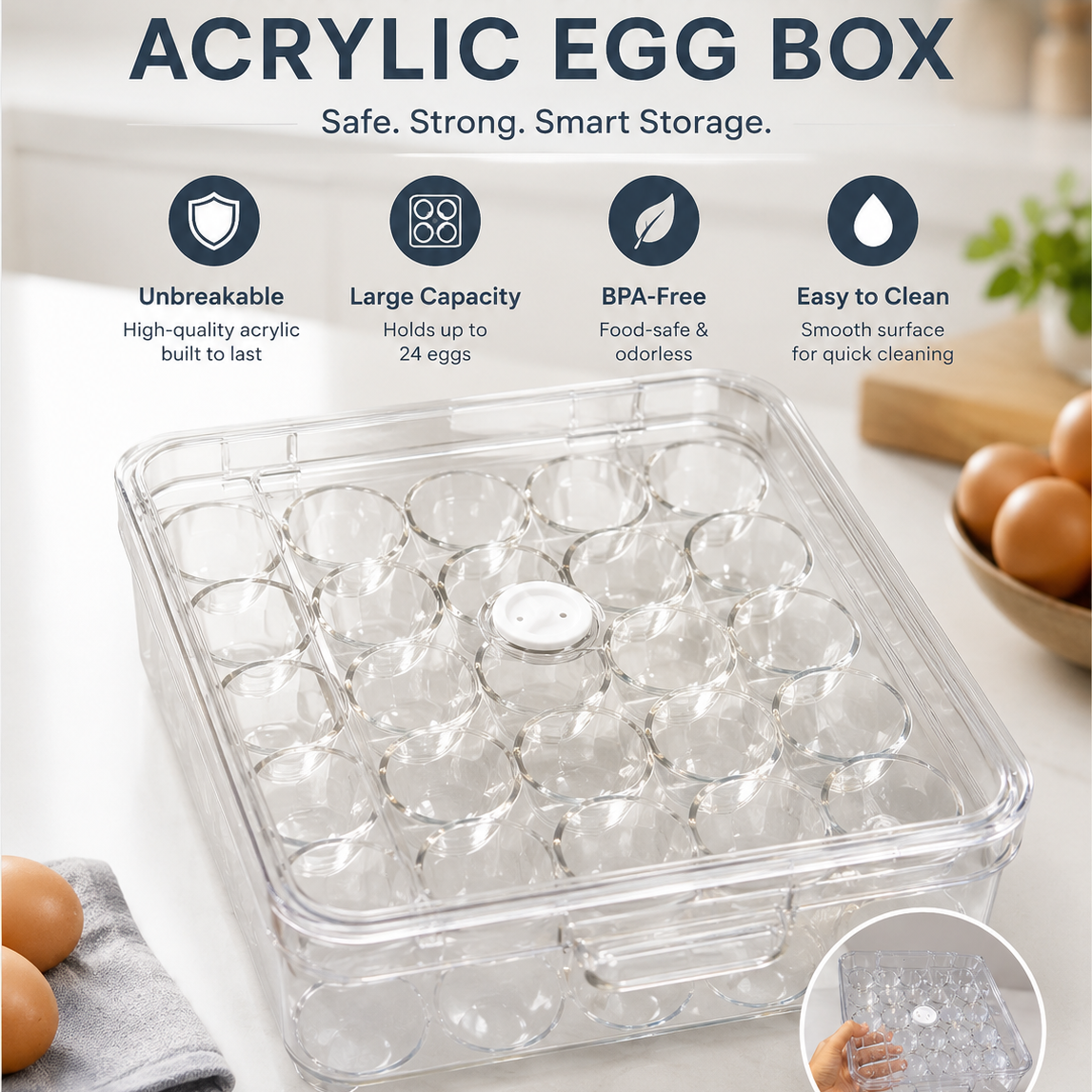 Unbreakable Acrylic Egg Storage Box Nexusmart product image - Nexusmart Pakistan