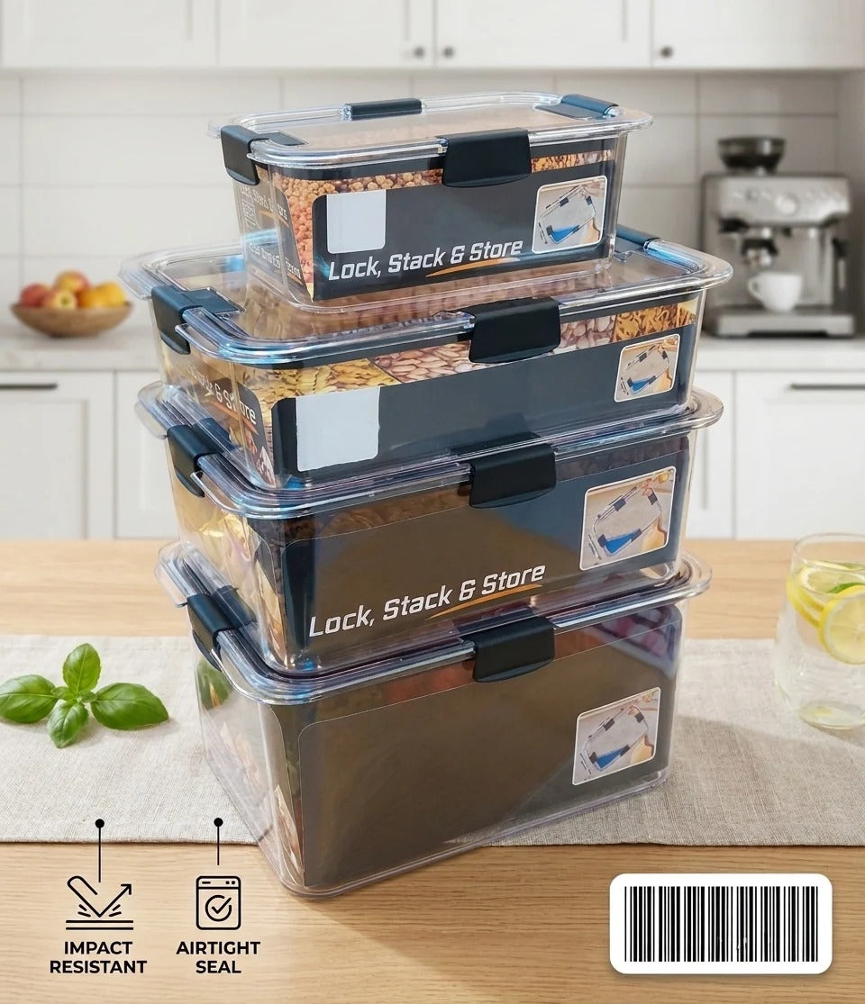 Clear Airtight Food Storage Container – Stackable Pantry Organizer | 1L, 2L, 3L, 5L