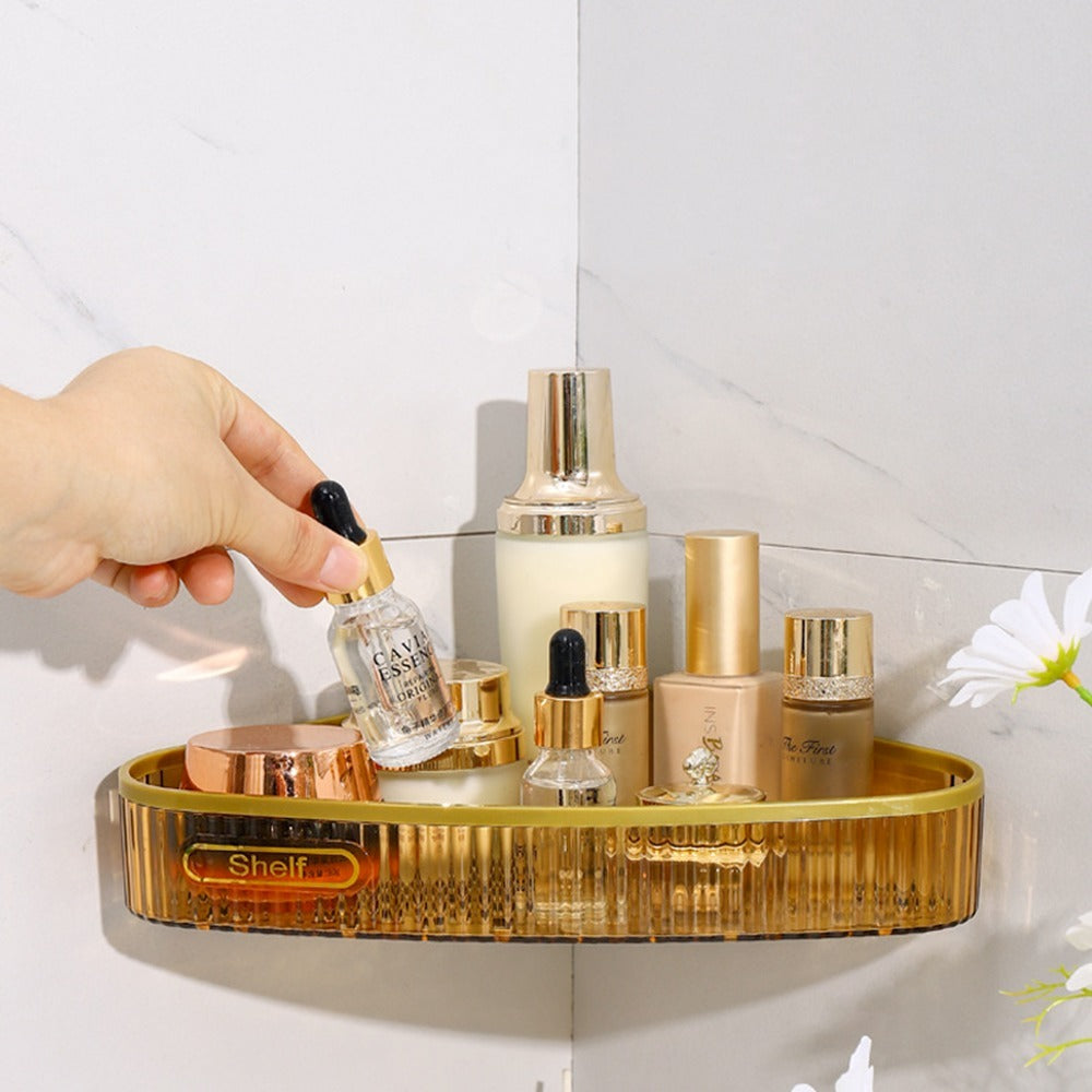 Luxury Acrylic Wall Mounted Bathroom Corner Shelf Organizer | Shampoo & Cosmetic Storage Rack