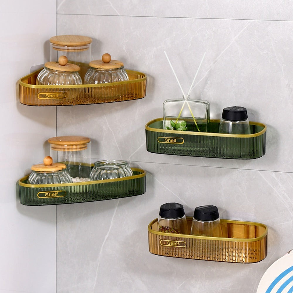 Luxury Acrylic Wall Mounted Bathroom Corner Shelf Organizer | Shampoo & Cosmetic Storage Rack