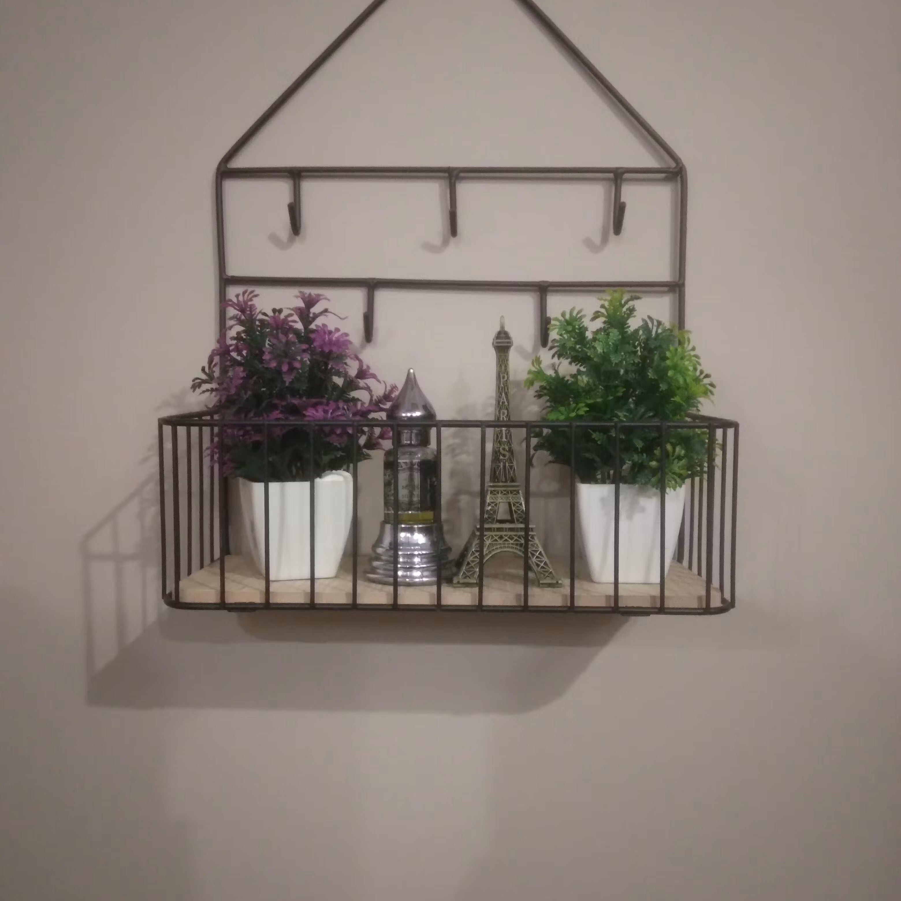 Creative Wall-mounted Shelf with Hooks for Home Use view 5 - Nexusmart Pakistan