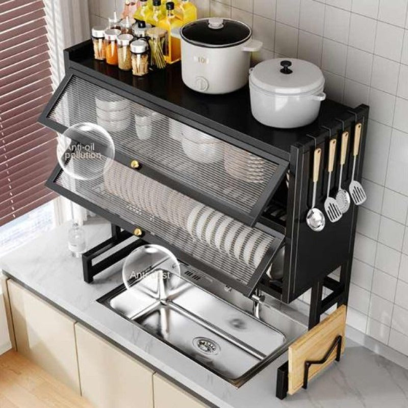 Over-the-sink Cabinet Dish Rack 2-Layer with Cover view 4 - Nexusmart Pakistan