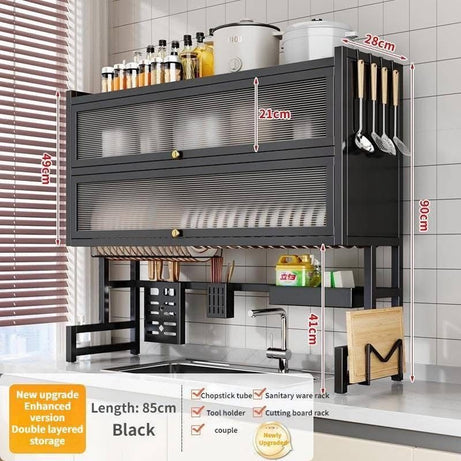 Over-the-sink Cabinet Dish Rack 2-Layer with Cover product image - Nexusmart Pakistan