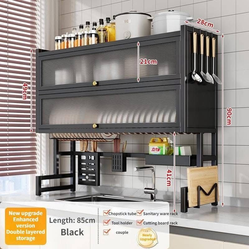 Over-the-sink Cabinet Dish Rack 2-Layer with Cover product image - Nexusmart Pakistan