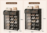 Dustproof Multi-Layer Shoe Rack Organizer with Storage Drawers & Sliding Curtain