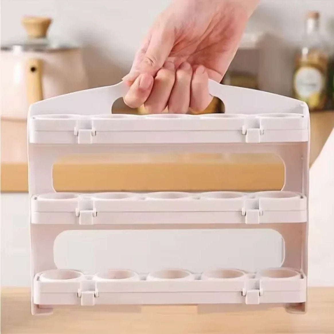 3-Tier Egg Storage Organizer, Large Capacity Egg Rack For Refrigerator,Collapsible Egg Tray