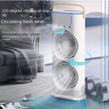 Electric Mist Fan - Dual Spray with Automatic Rotation and Lighting Effects