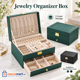 Jewelry Organizer Box with Drawer & Compartments