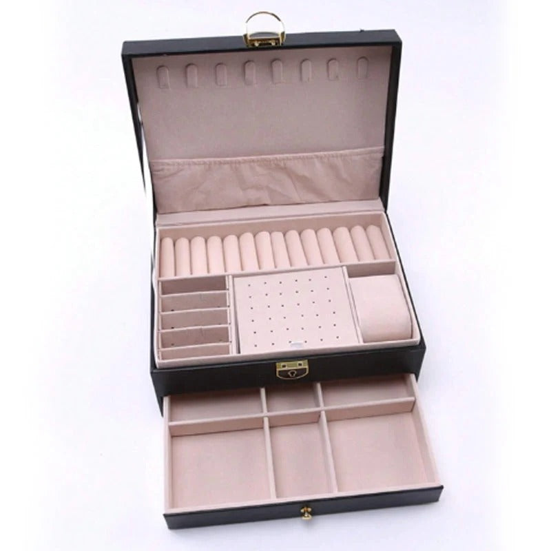 Jewelry Organizer Box with Drawer & Compartments