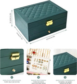 Jewelry Organizer Box with Drawer & Compartments