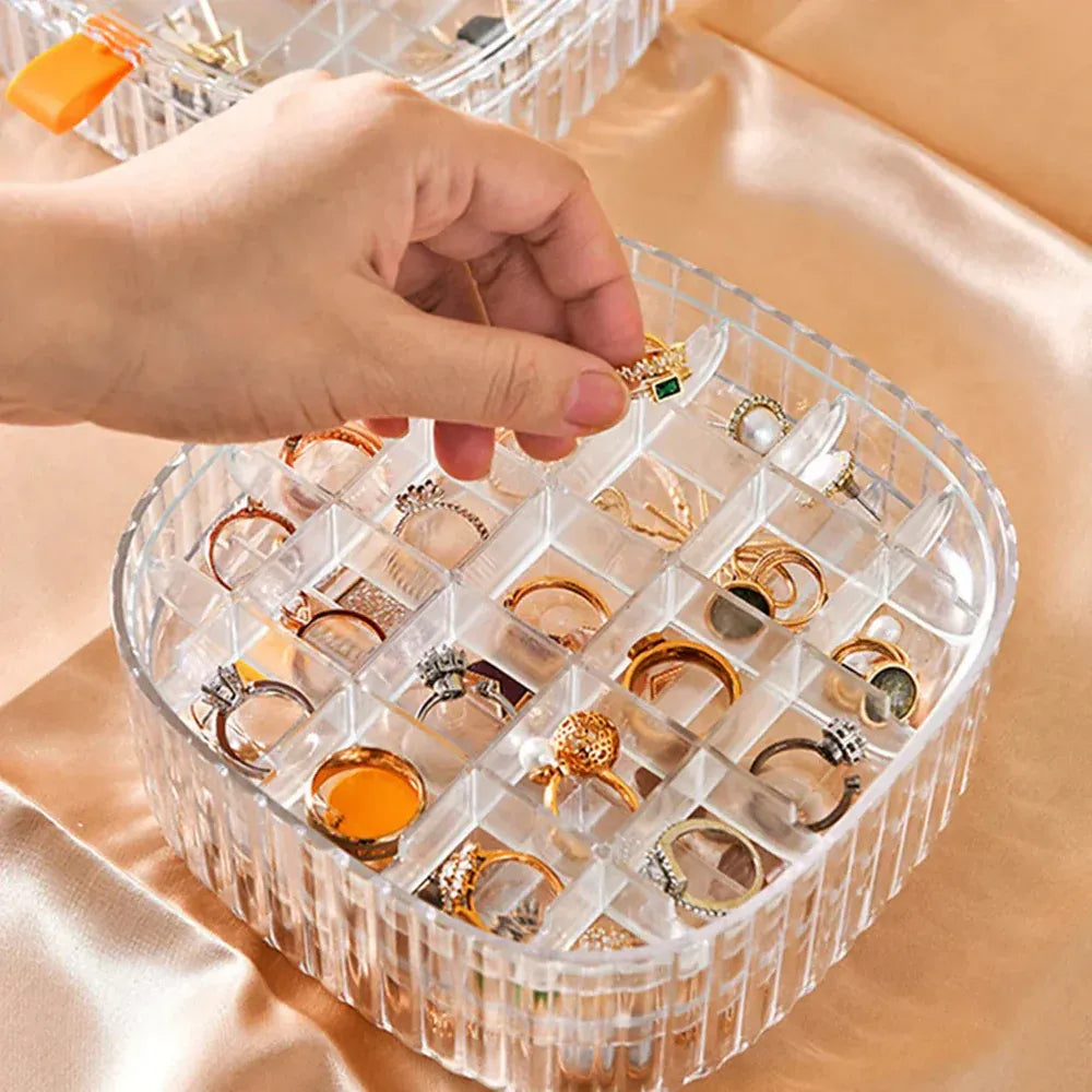 Elegant Transparent Crystal Jewelry Organizer Box | Portable Acrylic Jewelry Storage Case