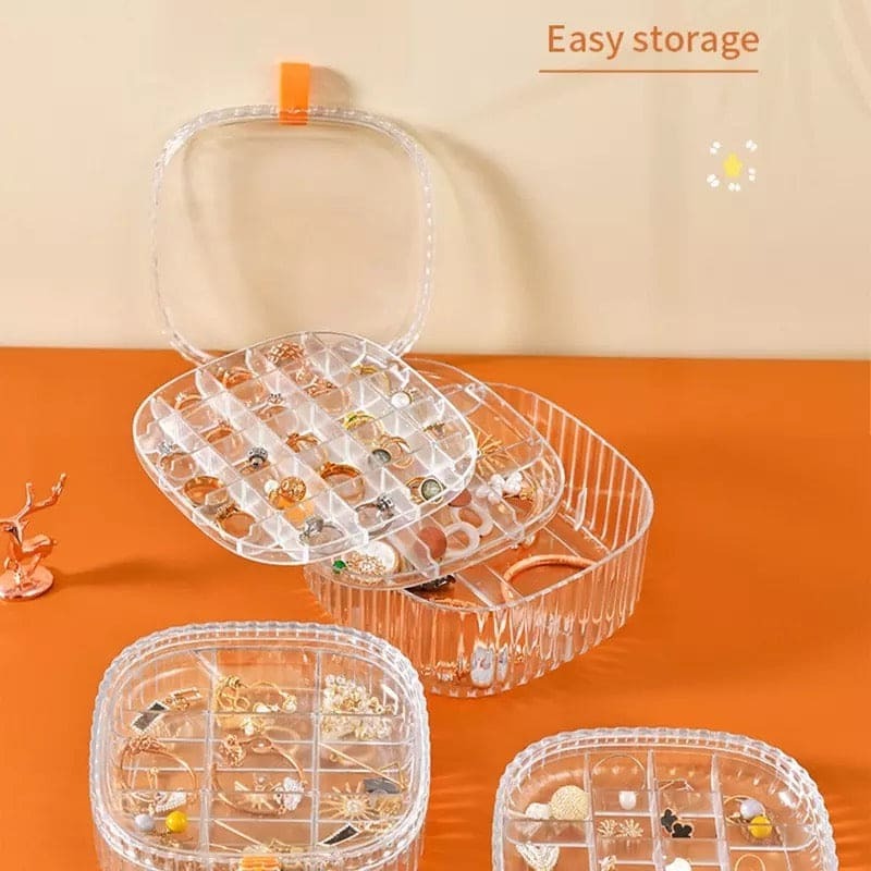 Elegant Transparent Crystal Jewelry Organizer Box | Portable Acrylic Jewelry Storage Case