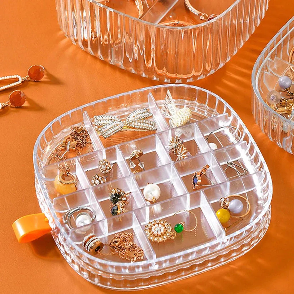 Elegant Transparent Crystal Jewelry Organizer Box | Portable Acrylic Jewelry Storage Case