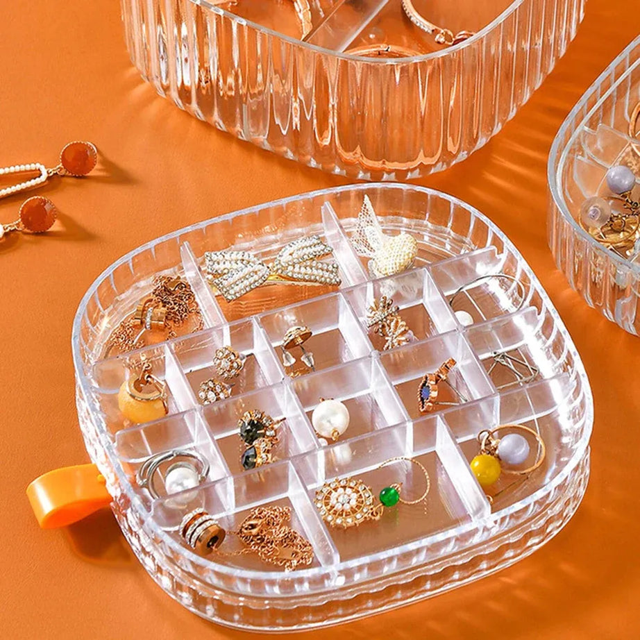 Elegant Transparent Crystal Jewelry Organizer Box | Portable Acrylic Jewelry Storage Case