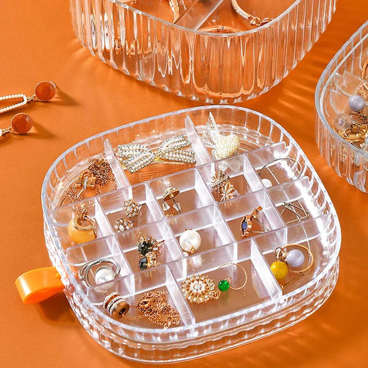 Elegant Transparent Crystal Jewelry Organizer Box | Portable Acrylic Jewelry Storage Case