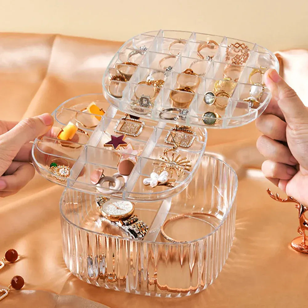 Elegant Transparent Crystal Jewelry Organizer Box | Portable Acrylic Jewelry Storage Case
