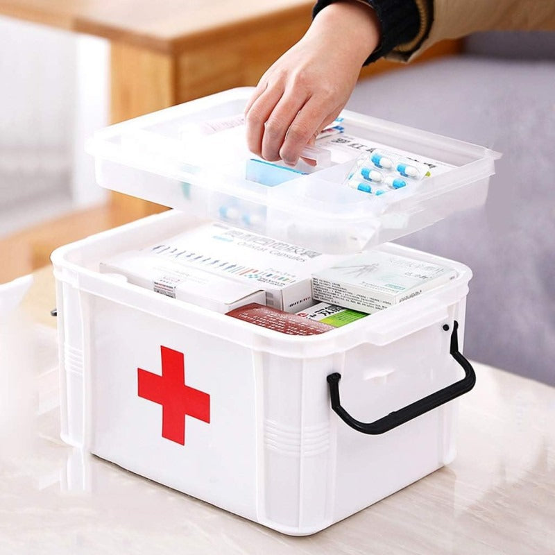 First Aid Medicine Storage Box Two Layers Home Organization view 2 - Nexusmart Pakistan