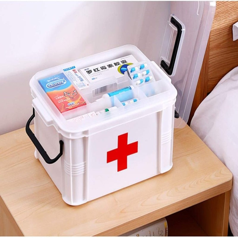 First Aid Medicine Storage Box Two Layers Home Organization view 4 - Nexusmart Pakistan
