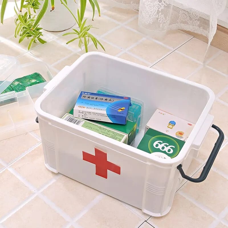 First Aid Medicine Storage Box Two Layers Home Organization view 3 - Nexusmart Pakistan