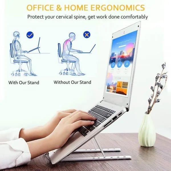 Foldable Adjustable Metal Laptop Stand – Portable Desktop Holder