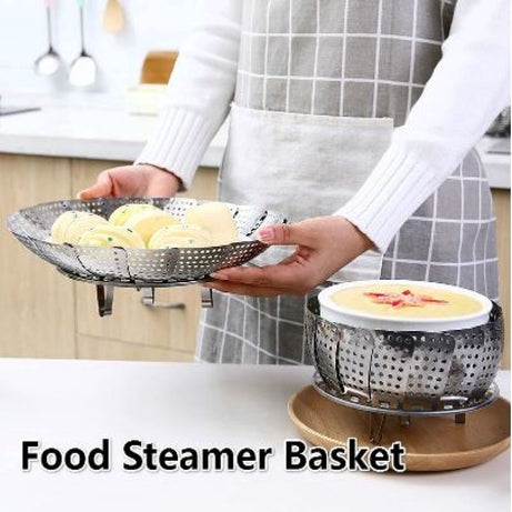 Folding Mesh Steamer Basket Steel Kitchen & Cooking view 2 - Nexusmart Pakistan