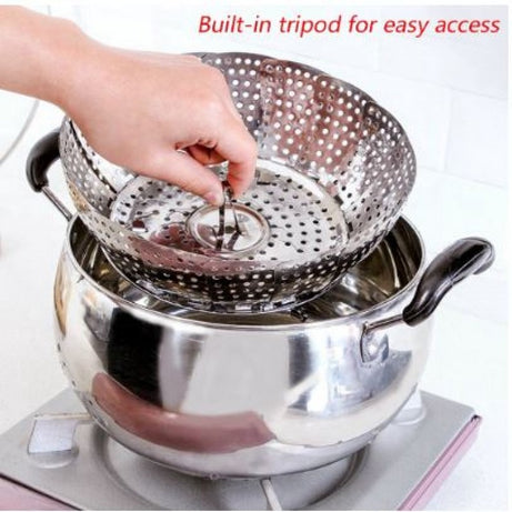 Folding Mesh Steamer Basket Steel Kitchen & Cooking view 4 - Nexusmart Pakistan
