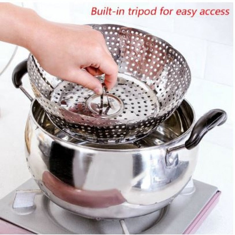 Folding Mesh Steamer Basket Steel Kitchen & Cooking view 4 - Nexusmart Pakistan