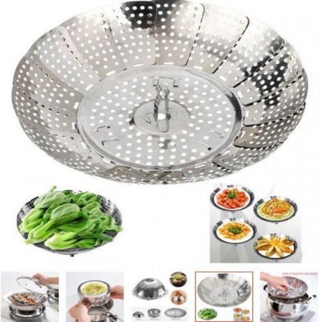 Folding Mesh Steamer Basket Steel Kitchen & Cooking view 3 - Nexusmart Pakistan