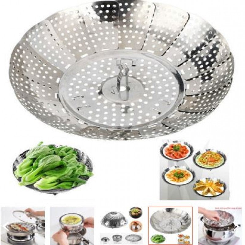 Folding Mesh Steamer Basket Steel Kitchen & Cooking view 3 - Nexusmart Pakistan