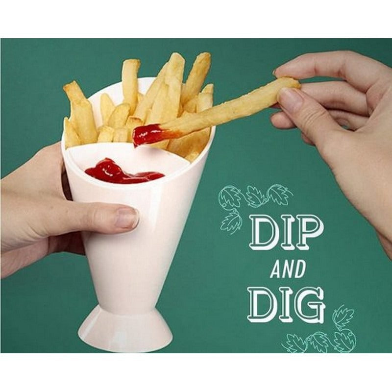 French Fries Holder Fry Cone Dipping Cup Party Serving Set view 2 - Nexusmart Pakistan