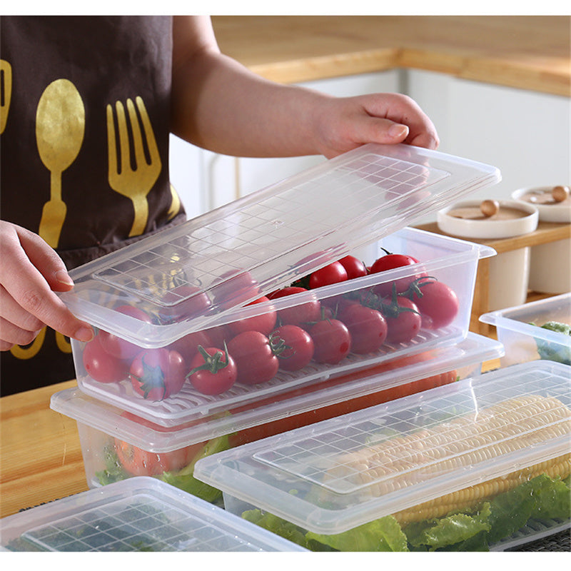 Fridge Organizer Food Storage Container with Removable Drain Plate