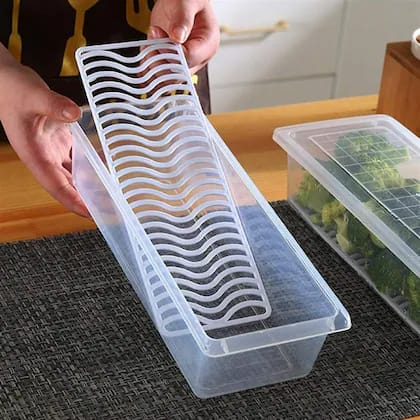 Fridge Organizer Food Storage Container with Removable Drain Plate
