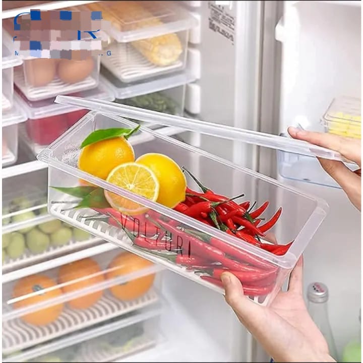 Fridge Organizer Food Storage Container with Removable Drain Plate