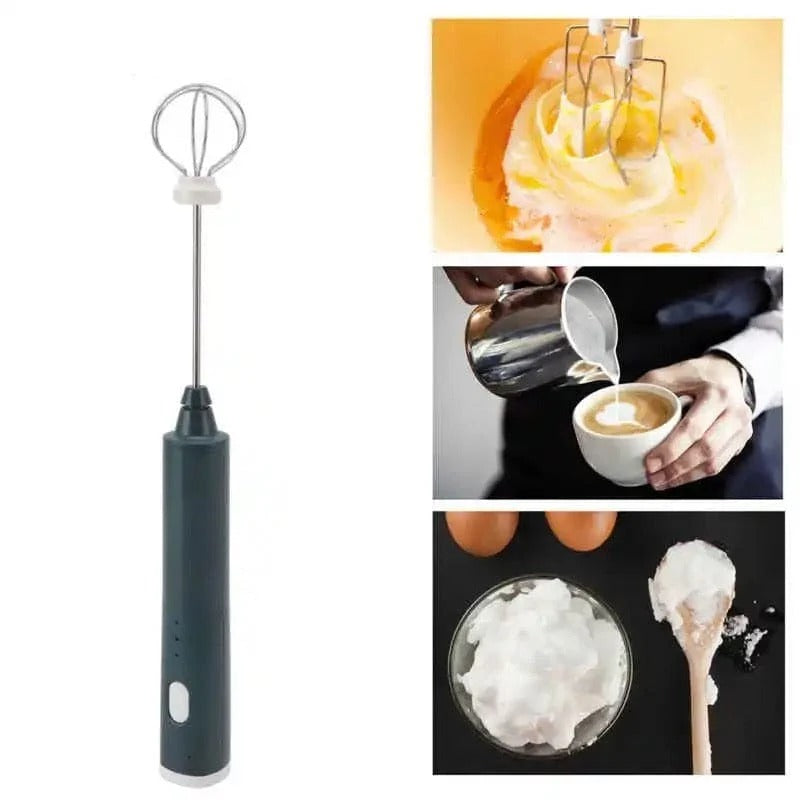 2-in-1 Rechargeable Egg & Coffee Beater with 2 Whisk Attachments & Box Packing
