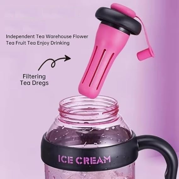1300ML Ice Cream Fruit Infuser Water Bottle with Straw & Handle – Leakproof Tea Infuser Tumbler