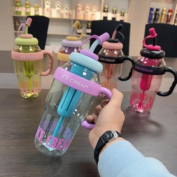 1300ML Ice Cream Fruit Infuser Water Bottle with Straw & Handle – Leakproof Tea Infuser Tumbler