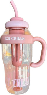 1300ML Ice Cream Fruit Infuser Water Bottle with Straw & Handle – Leakproof Tea Infuser Tumbler