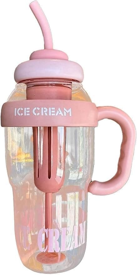 1300ML Ice Cream Fruit Infuser Water Bottle with Straw & Handle – Leakproof Tea Infuser Tumbler