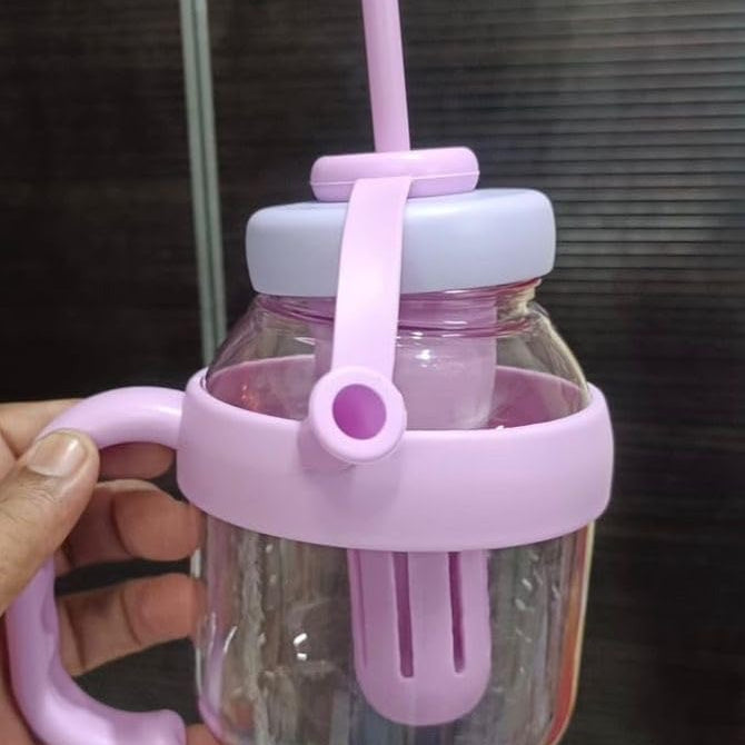 1300ML Ice Cream Fruit Infuser Water Bottle with Straw & Handle – Leakproof Tea Infuser Tumbler