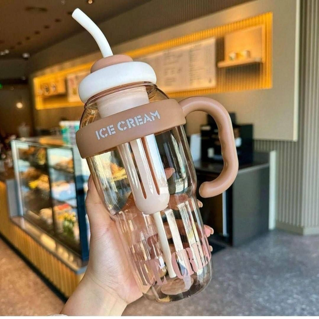1300ML Ice Cream Fruit Infuser Water Bottle with Straw & Handle – Leakproof Tea Infuser Tumbler