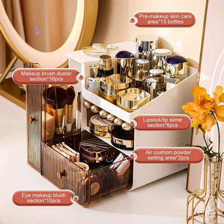 Large Capacity Desktop Cosmetic Jewelry Organizer Clear Acrylic product image - Nexusmart Pakistan
