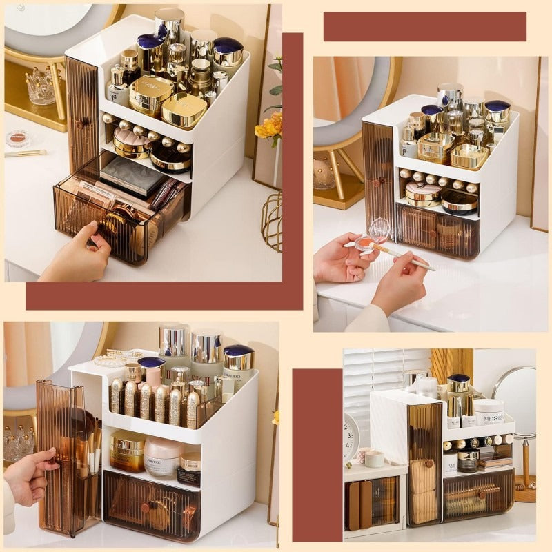 Large Capacity Desktop Cosmetic Jewelry Organizer Clear Acrylic view 2 - Nexusmart Pakistan