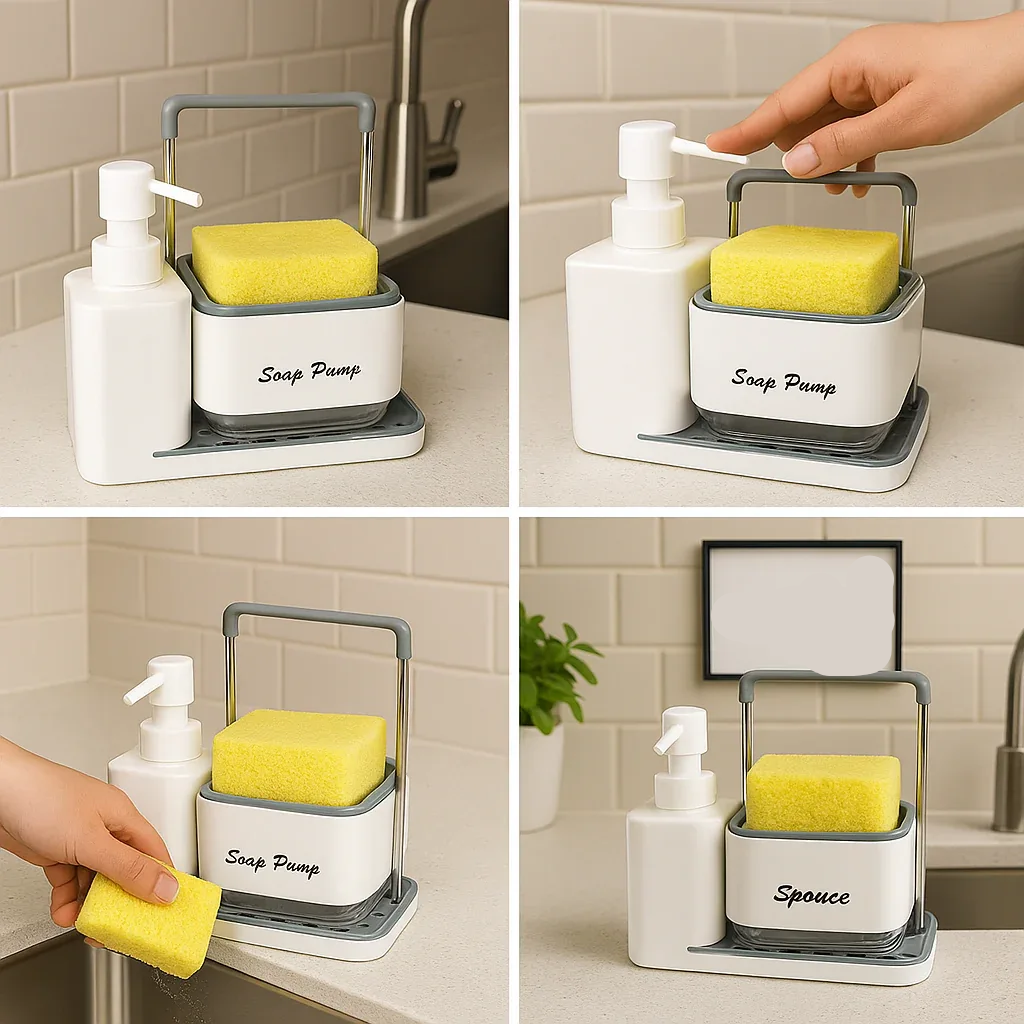 Multi-Functional Kitchen Soap Dispenser with Sponge Holder view 2 - Nexusmart Pakistan