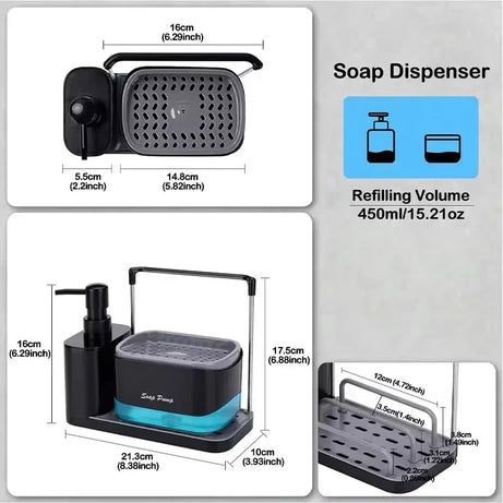 Multi-Functional Kitchen Soap Dispenser with Sponge Holder view 5 - Nexusmart Pakistan