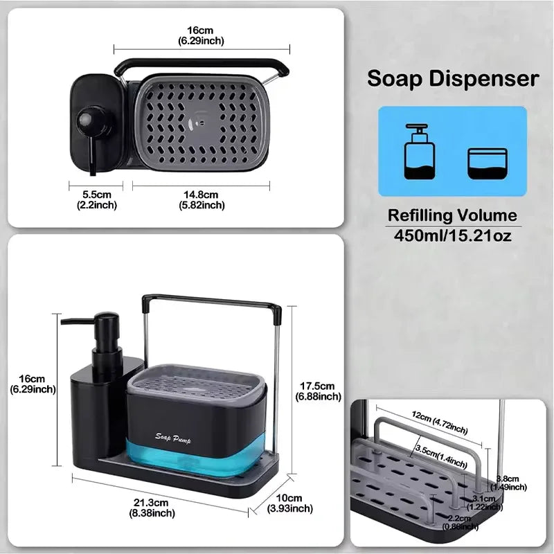 Multi-Functional Kitchen Soap Dispenser with Sponge Holder view 5 - Nexusmart Pakistan