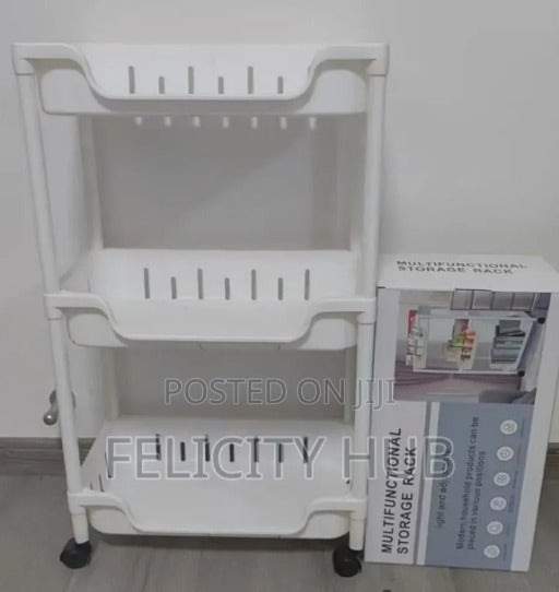 3-Layer Multi-Functional Storage Trolley with Wheels