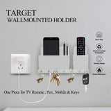 Multi-Purpose Wall Mounted Mobile Phone Holder with Key Hooks & Charging Stand